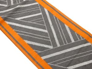 手織り紬抽象線模様織出し袋帯